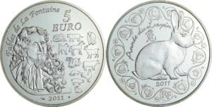 France - Série calendrier chinois - Belle Épreuve 5 euro Année du lapin 2011