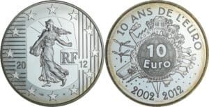 France - Série Semeuse - Belle Épreuve de 10 euro - 10 ans de l'euro 2012