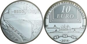 France - Série Les grands navires français - Belle Épreuve de 10 euro - Le sous-marin Le Redoutable 2014