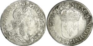 France - Louis XIII (1610-1643) - Ecu du 1er poinçon de Warin à la mèche épaisse - 1642 A (Paris