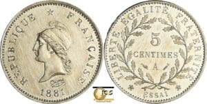 France - Troisième république (1871-1940) - Essai 5 centimes 1881 A (Paris) flan rond