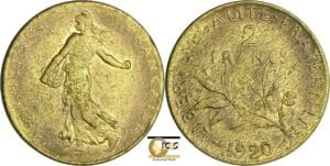 France - Troisième république (1871-1940) - Essai 2 francs Seumeuse 1920 bronze-aluminium
