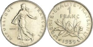 France - Cinquième république (1959- ) - Essai 1 franc seumeuse 1959