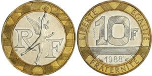 France - Cinquième république (1959- ) - Essai 10 francs Génie de la Bastille 1988