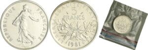 France - Cinquième république (1959- ) - Piéfort 5 francs semeuse 1981