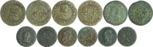 France - Dombes - Gaston d'Orléans - Lot de 3 double tournois et 3 denier tournois