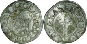 France - Lorraine - Duché de Lorraine - Charles III - Double denier (Nancy) contremarqué