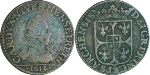 France - Champagne - Comté de Rethel - Charles de Gonzague - Double liard 1613