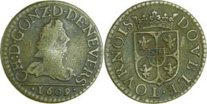 France - Champagne - Comté de Rethel - Charles de Gonzague - Double tournois 1609 (Charleville)