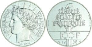 France - Cinquième république (1959- ) - Piéfort 100 francs Fraternité 1988