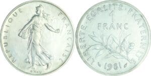 France - Cinquième république (1959- ) - Piéfort argent 1 francs Semeuse 1981