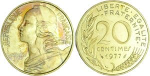 France - Cinquième république (1959- ) - Piéfort 20 centimes Marianne 1977