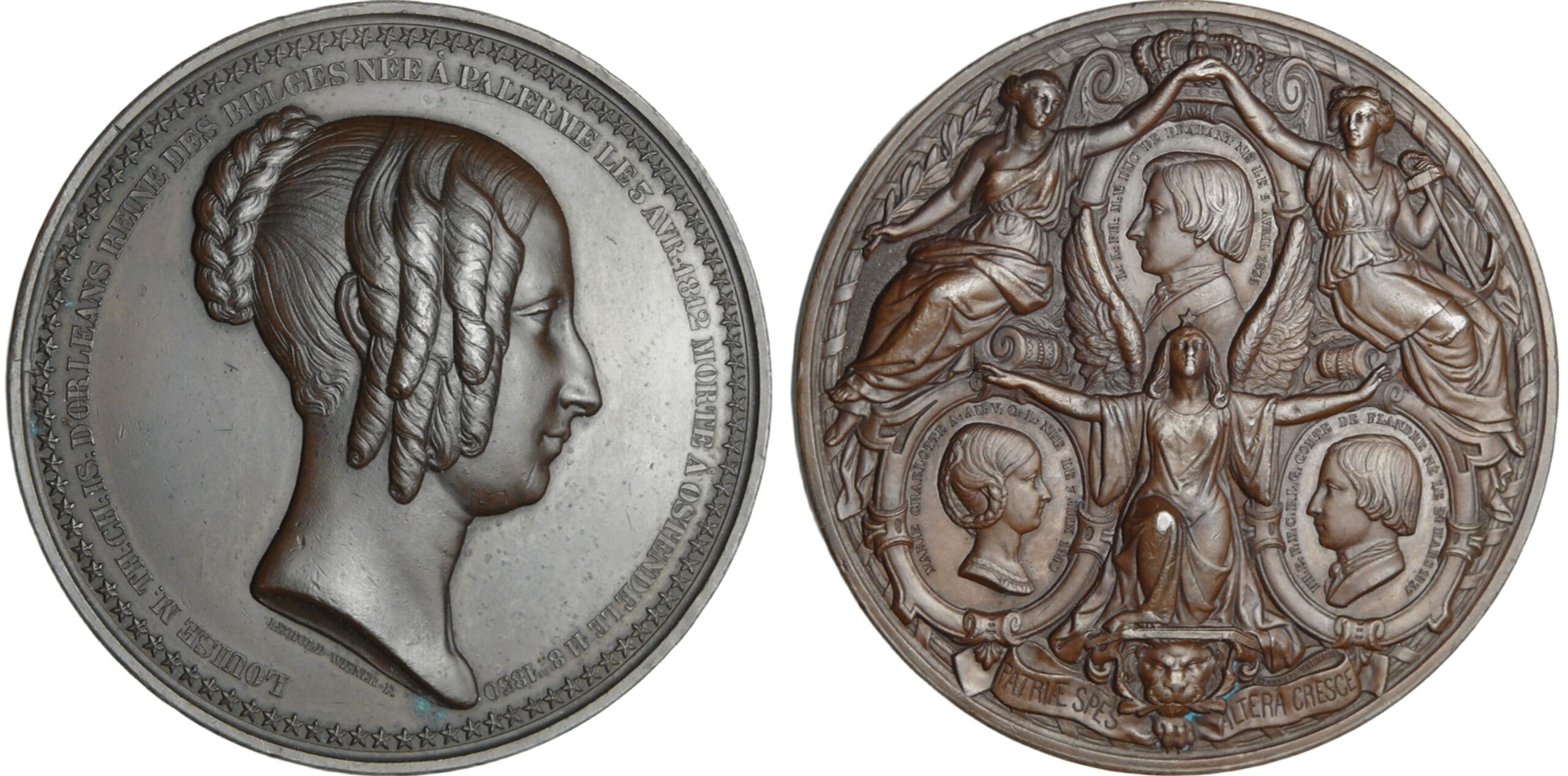 Belgique - Louise-Marie d'Orléans 1812-1850) - Médaille, Décès de la Reine Louise-Marie d’Orléans, 1850, Bruxelles Belgique - Louise-Marie d'Orléans 1812-1850) - Médaille, Décès de la Reine Louise-Marie d’Orléans, 1850, Bruxelles