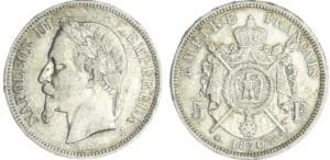 France - Napoléon III (1852-1870) - 5 francs tête laurée 1870 A (Paris)