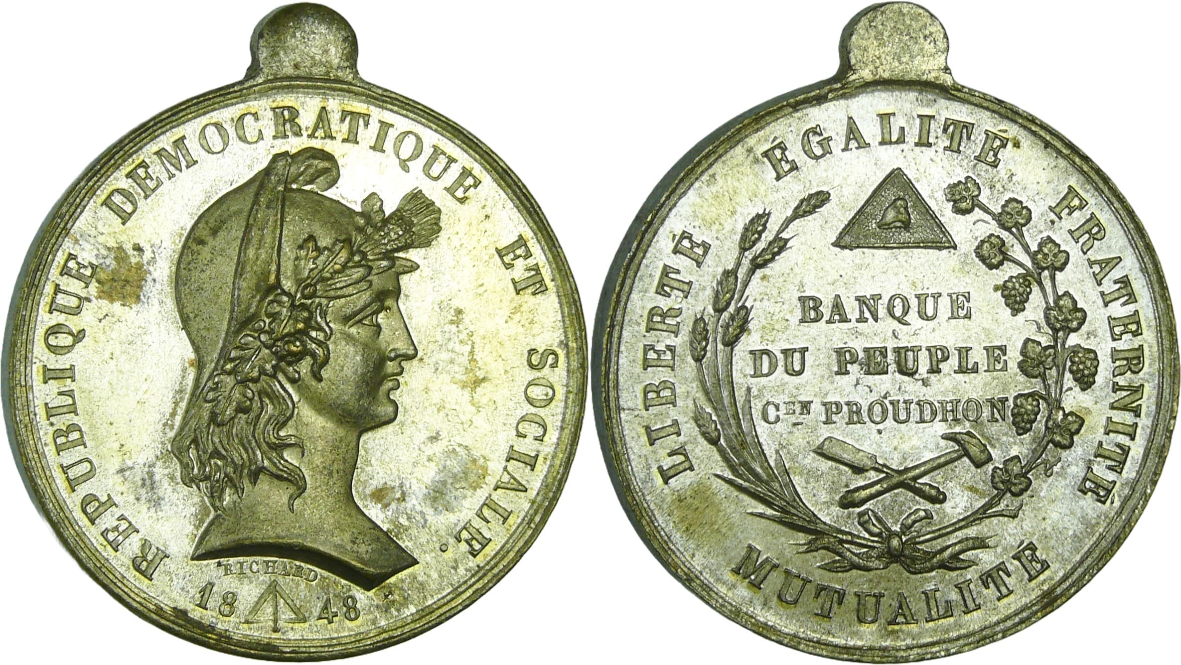 France - Deuxième république (1848-1852) - Médaille de la banque du peuple, hommage à Pierre-Joseph Proudhon 1848 France - Deuxième république (1848-1852) - Médaille de la banque du peuple, hommage à Pierre-Joseph Proudhon 1848
