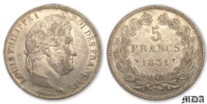 Louis-Philippe Ier (1830-1848) - 5 francs tête laurée 2ème type 1831 W (Lille)