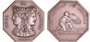 France - Jeton octogonal de jeu Heur et Malheur "J'ai travaillé je recueille" (1880-1907)