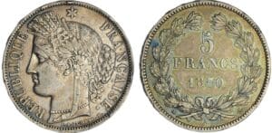 France - Gouvernement de défense nationale (1870-1871) - 5 francs Cérès sans légende 1870 A (Paris)