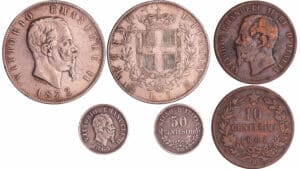 Italie - Vittorio Emanuele II (1849-1878) - Lot de 3 monnaies 5 lire 1872, 50 centesimi 1863, 10 centesimi 1867