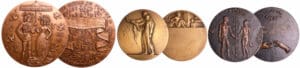 France - Lot de 3 médaille de mariage en bronze