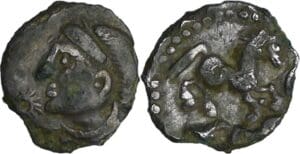 France - Parisii - Denier au loup mangeur de lune (60-52 av. J.-C.)