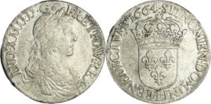 France - Louis XIV (1643-1715) - Ecu au buste juvénile, 1er type - 1664 L (Bayonne)