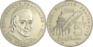 France - Cinquième république (1959- ) - Essai 5 francs Voltaire 1994