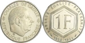 France - Cinquième république (1959- ) - Essai 1 franc Charles de Gaulle 1988