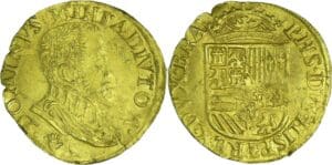 Belgique - Brabant, Duché - Philippe II (1555-1598) - Demi-réal d'or (Anvers)