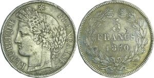 France - Gouvernement de défense nationale (1870-1871) - 5 francs Cérès sans légende 1870 A (Paris)