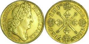 France - Louis XIV (1643-1715) - Double louis d’or aux insignes, 2ème type cheveux longues - 1705 A (Paris)