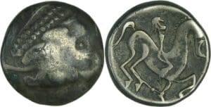 Celtes de l'est - Danube - Tétradrachme au cavalier, type de "Kinnlosen" (150-50 av. J.-C.)