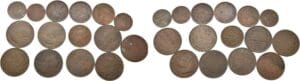 Inde - Lot de 15 pièces de bronze, dont celles de Bahawalpur, Bikanir et Dhar.