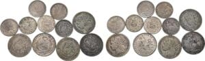 Pérou - Lot de 11 pièces en argent de 1866 à 1916