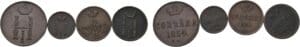 Russie - Nicolas Ier (1825-1855) - Lot de 4 pièces kopek 1854 Ekaterinbourg, 1/2 kopek 1854 et 1855 et 1/4 kopek 1854