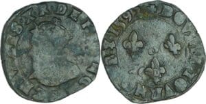 France - Charles X (1589-1590) - Double tournois - 1592 S (Troyes)