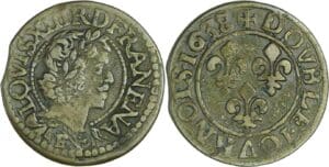France - Louis XIII (1610-1643) - Double tournois au buste viril drapé à l’antique - 1638 E (Tours)