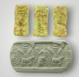 Mésopotamie centrale - Sceau cylindre en cœur de coquillage - 2ème mill av. J.C.