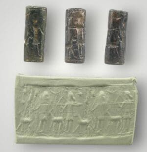 Mésopotamie centrale - Sceau cylindre en bronze - 2ème mill av. J.C.