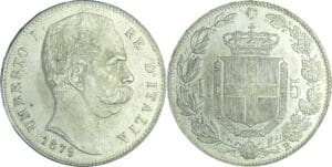 Italie - Umberto Ier (1878-1900) - 5 lire 1879 R (Rome)