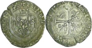 France - Charles VII (1422-1461) - Blanc à la couronnelle (21 janvier 1423) - Poitiers