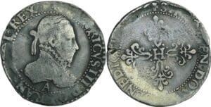 France - Henri III (1574-1589) - Demi-franc au col plat - 1576 A (Paris)