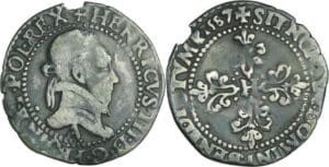 France - Henri III (1574-1589) - Quart de franc au col plat - 1587 A (Paris)