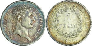 France - Napoléon 1er (1804-1814) - 1 franc revers république 1808 T (Nantes)