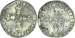 France - Henri IV (1589-1610) - Quart d'écu à la croix feuillue - 1602 K (Bordeaux)