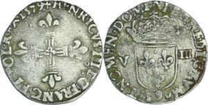 France - Henri III (1574-1589) - Huitième d'écu - 1579 9 (Rennes)