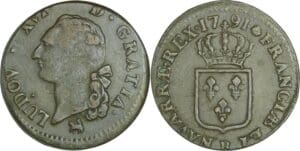 France - Louis XVI (1774-1792) - Sol - 1791 B (Rouen)
