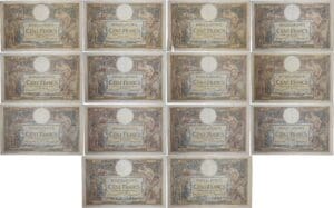 France - 100 francs (L.O. Merson) Type 1906 "sans LOM" - Lot de 14 billets