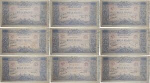 France - 1000 francs (Bleu et Rose) Type 1889 - Lot de 9 billets