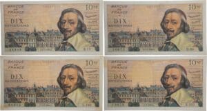 France - 10 NF (Richelieu) Type 1959 - Lot de 4 billets